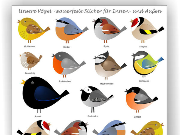 Sticker Unsere Vögel wasserfest Aufkleber