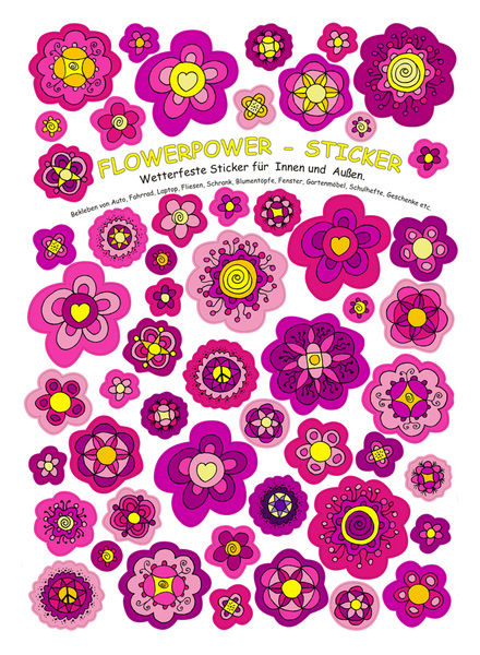 Sticker Blumen Pink wasserfest Aufkleber