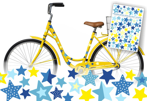 Sticker Sterne blau gelb wasserfest Aufkleber