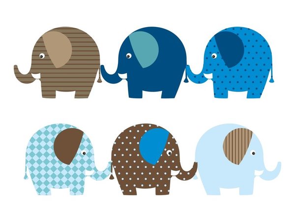 Wandtattoo Elefanten Groß blau-braun Wandaufkleber