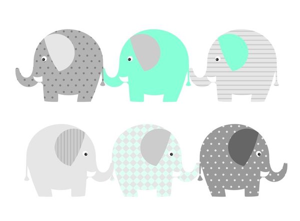 Wandtattoo Elefanten Groß mint-grau Wandaufkleber