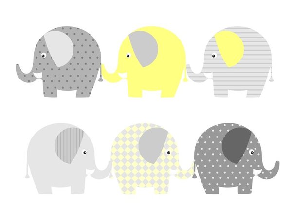 Wandtattoo Elefanten Groß gelb-grau Wandaufkleber