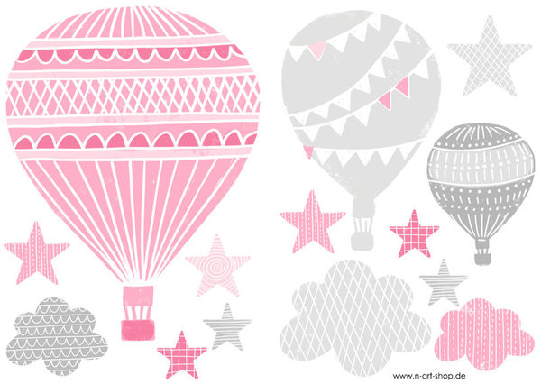 Wandtattoo Heißluftballons rosa Wandaufkleber