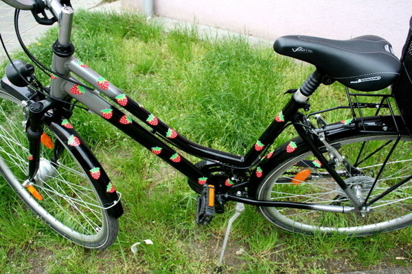 Fahrradaufkleber Erdbeer Fahrrad Sticker