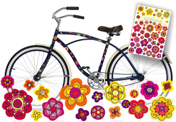 Fahrradaufkleber Blumen rot Fahrrad Sticker