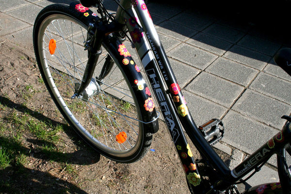 Fahrradaufkleber Blumen rot Fahrrad Sticker