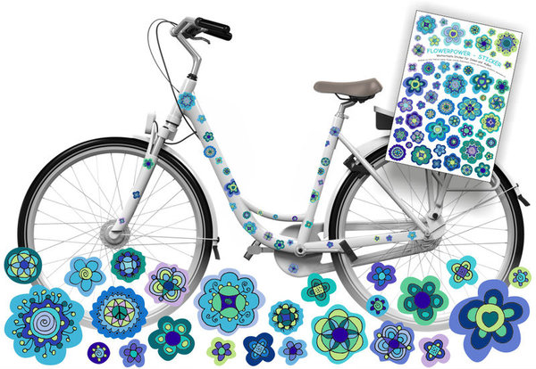 Fahrradaufkleber Blumen blau Sticker