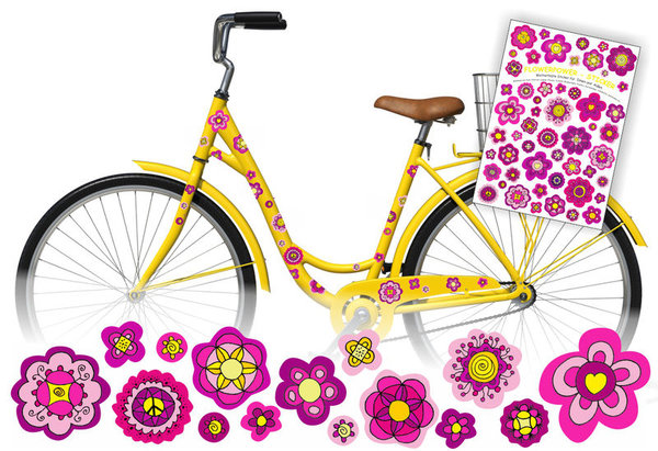 Fahrradaufkleber Blumen pink Fahrrad Sticker