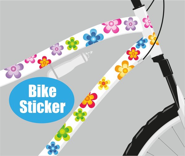 Fahrradaufkleber Blumen bunt Fahrrad Sticker