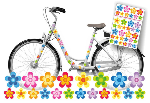Fahrradaufkleber Blumen bunt Fahrrad Sticker