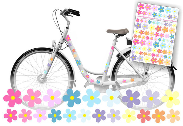 Fahrradaufkleber Blumen Pastell Sticker