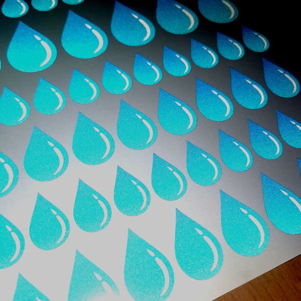 reflektierende Sticker Tropfen blau