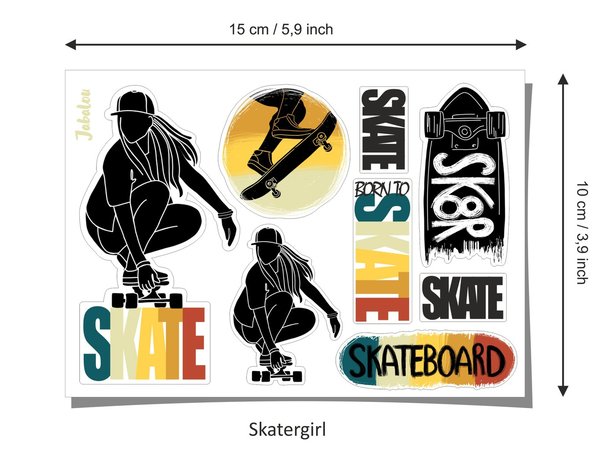Skatergirl Aufkleber A5 - Sticker Skater - Skate