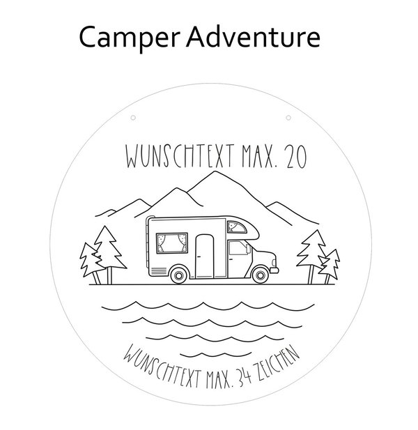 Camper Schild Camping personalisiert